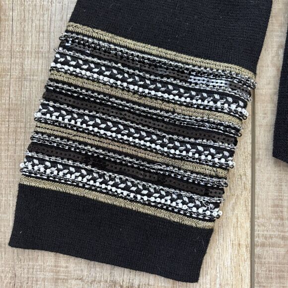 Chicos Women Black Open Front Beaded Cardigan Size 1 Mature Glam Christmas Party - Picture 13 of 15